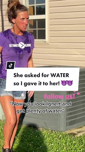 She said she wanted water so I gave her Plenty. PART 2 payback! 😳 #icewater #waterbucketprank #mowingtheyard credit@mamalindy #gothergood