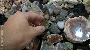 a collection of minerals and semi precious stones