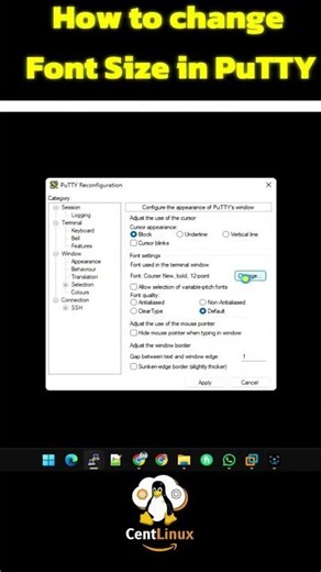 How to change Font Size in PuTTY