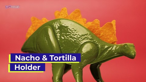 Nachosaurus Dinosaur Nacho Holder with Dip Bowl Set - Fun Taco Chip Server Tray for Parties, Kids Snacks, Game Day - Novelty Kitchen Serving Dish | Chip & Salsa Server, Food-Safe Hard Plastic, Easy to Clean, Dinosaur Party, Game Day & White Elephant Gift for Kids & Adults