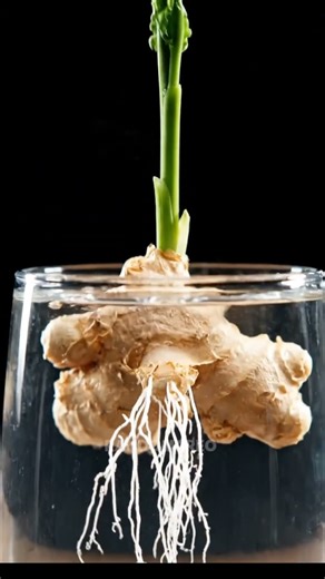 ginger sprouting from its natural rhizome bud,