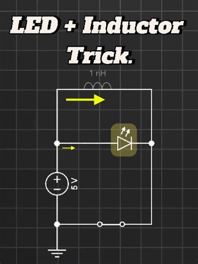 Why the LED fades after switching. #ElectricalEngineering #Electronics #Inductors #Circuit_electronic #LED_and_inductor #inductor_transient_effect