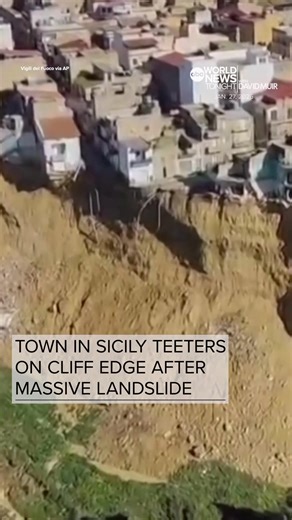 A #landslide has forced more than 1,500 people to evacuate the town of Niscemi on the Italian island of #Sicily, according to local authorities. The natural disaster occurred on Sunday evening after #cyclone rains undermined the hillside, but continued to spread throughout Monday. Officials say the entire town rests on a plateau that is gradually collapsing on to the plain below. The cliff is more than 100 feet high and more than 2 and a half miles long. #WorldNewsTonight #News