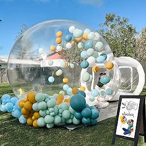 Children's Party Balloon Transparent Inflatable Crystal Dome Bubble Tent 10ft Transparent Dome Inflatable Bubble Balloon House with 6ft Tunnel