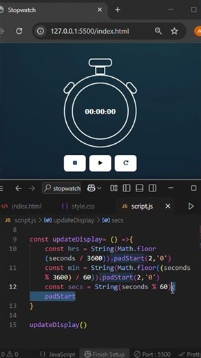 Another JS project complete! Have you tried coding a stopwatch? #javascript#coding#shorts#stopwatch