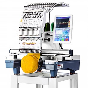 Smartstitch S-1501 Commercial Embroidery Machine with 15 Needles, 1200SPM Max Speed, 12" Touch Screen, Wifi Available, 14"x20" Embroidery Area, Capable of Embroidering on Flat, Hat, T-Shirt and More