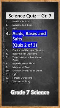 Grade 7 Science - Chapter 4, Quiz 2 of 3: Acids, Bases and Salts - MCQ Quiz