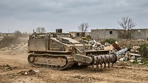 A remote bulldozer built to survive war zones