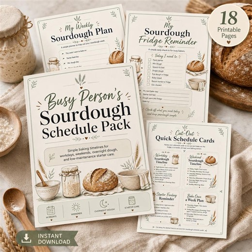 Busy Person Sourdough Schedule Pack, Printable Starter Care Guide, Bread Baking Planner PDF, Workday Weekend Timelines - Etsy UK