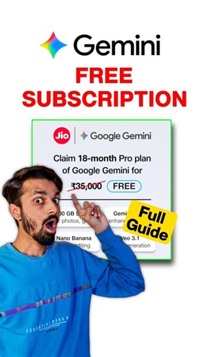Google Gemini Pro FREE for 1 & half Year (देढ़ साल)