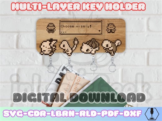 Retro Pixel Keychain Holder SVG Files 3 Layer Wall Organizer Laser Cut MDF Acrylic Digital Download - Etsy