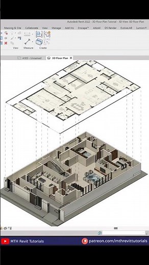 Revit Presentation Tutorial | 3D Floor Plan Rendering #revit #revittutorials #enscape