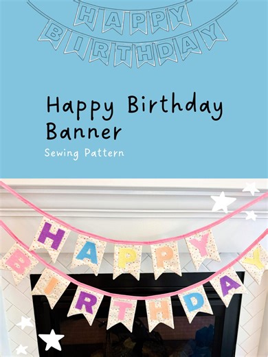 Happy Birthday Banner Sewing Pattern PDF + Video Tutorial | DIY Fabric Birthday Banner | Reusable Party Decoration | Beginner Sewing Project - Etsy