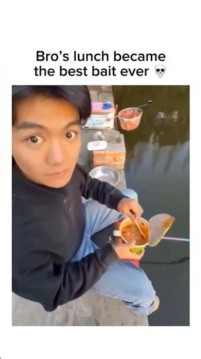 Bro’s lunch became the best bait ever 💀