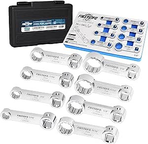 FIRSTINFO 3/8-inch Drive Torque Adapter Set, 12-Point Box End, 5/16 to 3/4 inch, SAE, 8-Piece with Taiwan Premium Chrome Vanadium Steel Construction, Mechanic's Tray in Blow Case, F3453A