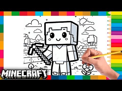 Cómo DIBUJAR y COLOREAR a un PERSONAJE de MINECRAFT 👾🌳⛏️🎉 ❤️🌈DIBUJO FACILES✨❤️ DIBUJOS para NIÑOS