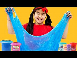 Jannie and Alex Pretend Play Make a Giant Colorful Slime | Fun Kids Video - Videos For Kids