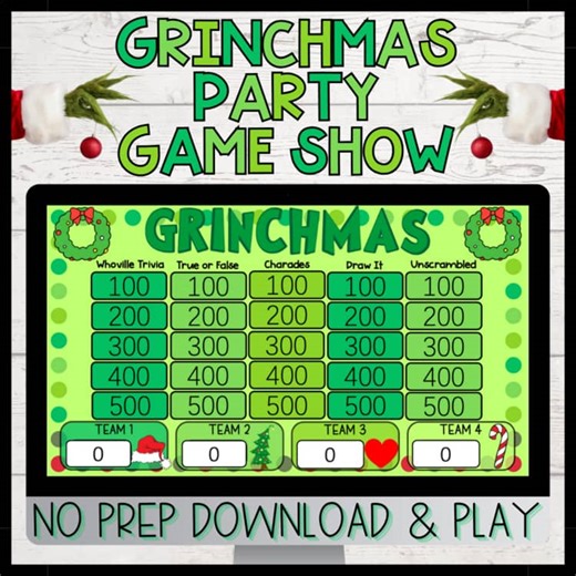 Grinchmas Day Party Game Show | Grinch Day Activity | Jeopardy Style Christmas