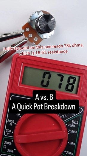 Emerson on Instagram: "Especially early on, underastanding why we use which pots can be pretty overwhelming. Hopefully, this helps to simplify things! The main difference between A (audio) and B (linear) pots in guitars is how they affect volume or tone changes. -A Pot (Audio Taper) has resistance that changes logarithmically, meaning the change is more gradual at first and then more pronounced as you turn the knob. This is better for volume controls because it matches how our ears perceive soun