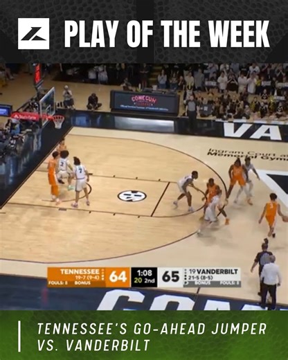 When the moment demands it, rise up. Nate Ament knocks down the go-ahead jumper for Tennessee Basketball against Vanderbilt in this week’s Men’s Basketball Play of the Week, with Mike Keith on the call. #PlayOfTheWeek #MensBasketball #CollegeBasketball #SEC #GameTime #OnTheCall | Learfield
