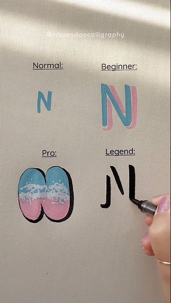 4 Levels of Writing "N" — Normal to Legend #nhuandaocalligraphy
