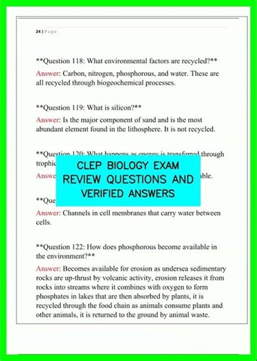 CLEP BIOLOGY EXAM REVIEW QUESTIONS AND VERIFIED ANSWERS video