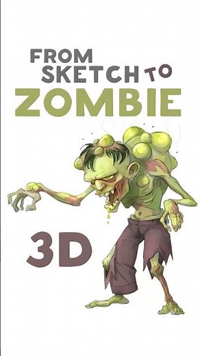 Turning a zombie sketch into a 3D model in Blender
