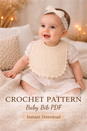 Crochet Baby Bib Pattern PDF, Easy Crochet Baby Bib, Beginner Friendly Crochet Pattern, Baby Shower Gift - Etsy
