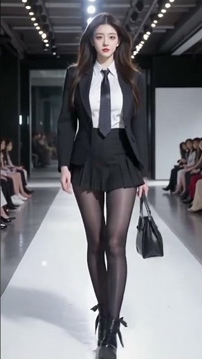 谁能拒绝格纹裙 + 长靴的学院风走秀？ #美女 #アート#Beauty #Model #beautiful#T 台模特、身材曲线、#美女，#女神，#模特，#T台​ #时尚，#完美身材​ 曲线封神
