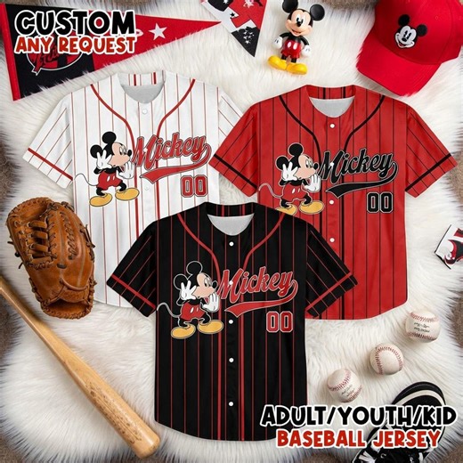 Custom Mickey Mouse Disney Baseball Jersey for Adult Youth Kid Cute Cartoon Sports Apparel - Etsy