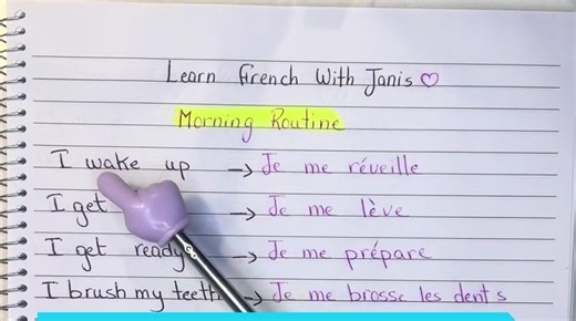 Morning routine in french 🇫🇷 #learnfrench #frenchforbeginners #frenchtips #frenchtok #frenchvocabulary