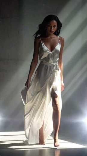 White Satin Runway Walk | Soft Luxury Aesthetic | AI Couture