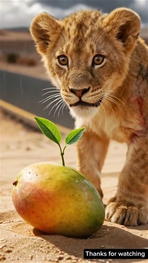 The lion cub saved the drying mango tree by watering it.😭 #ai #tree #animals #lion #saveplants