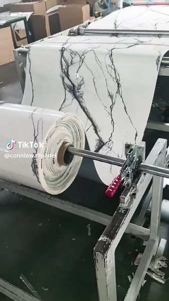 PVC wall panel factory show . Faux Marble PVC Wall Paper on production .#marblewallpaper #artificialmarble #wallsticker #adhesivewallpanel #PVCwallsticker #petwall #amazonfinds #bestselling #walldecor #wallpaper #wallart #diywalldecor