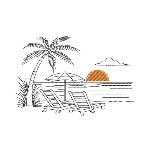 Tropical Beach Sunset Embroidery Designs for Embroidery Machine (3 Size) - Etsy