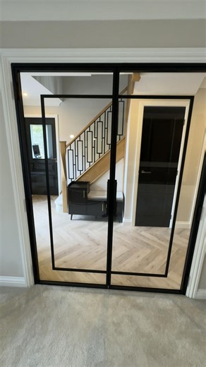 Bespoke Internal Double Steel Doors with Hammered Handles