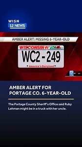 An Amber Alert has been issued for a missing 6-year-old girl, Ruby Lehman, from Almond. The Portage County Sheriff's Office said she may be with her uncle. Read more: tinyurl.com/3yrufytp | WISN 12 NEWS