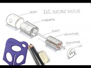 How to draw and tear down an DC Electric Motor. STEM Activity. Engineering Drawing for Beginners.