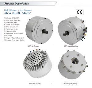 [Hot Item] 3kw 8 Nm 5000rpm Động cơ BLDC nhỏ gọn cho việc chuyển đổi xe máy điện 48V /72V Động cơ BLDC làm mát bằng chất lỏng (HPM3000L) cho thuyền, xe máy