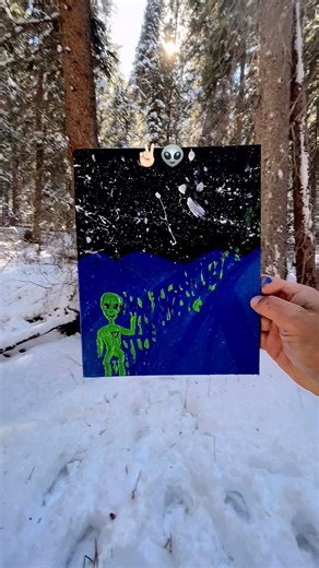 Painting in the forest 🎨🌲Needed to clear my head ✌🏻👽 #forest #painting #art #alien #colorado