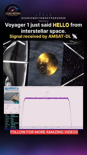 ScenicMotions Hyperverse on Instagram: "Nearly half a century ago, we launched a machine with no return address. Voyager 1 was built in the 1970s to explore a few planets. Instead, it became humanity’s farthest traveler — now drifting through interstellar space, still sending faint signals back to Earth. Those signals take more than 22 hours to arrive. They aren’t words. They’re proof that curiosity can outlive generations. 🌌 Signal reception supported by AMSAT-DL 📡 ⸻ #Voyager1 #InterstellarSp