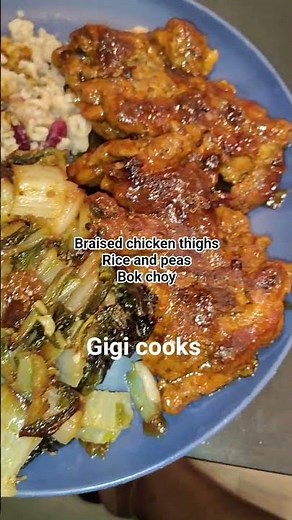 A Cozy Home‑Cooked Dinner: Braised Chicken, Bok Choy & Rice and Peas