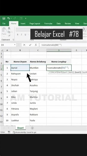 How to combine first and last names in Microsoft Excel #learnoffice #exceltips