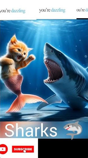 Cute Cat And Baby Girl' Beautiful Video And Shark 🦈 Fight Mermaid Cat 😺 video #youtube #yt shorts