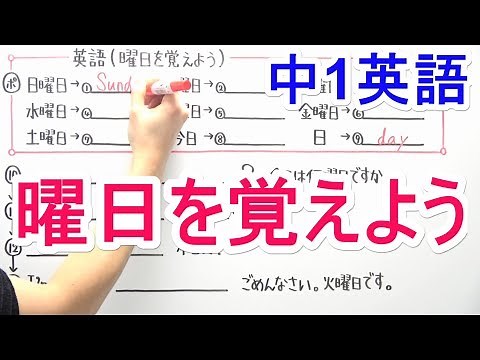【英語】中1-8 曜日を覚えよう