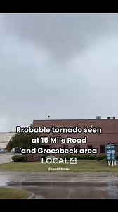 A probable tornado was spotted in Macomb County near 15 Mile Road and Groesbeck Wednesday afternoon. You can see pieces of debris flying in the air. Thanks to the Local 4 viewer that sent this video in. Stay with Local 4 for more weather updates throughout the day. | WDIV Local 4 / ClickOnDetroit