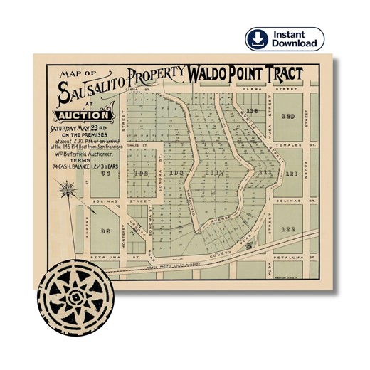 Rare 1891 Waldo Point Sausalito Map – Historic Marin County Plat, Richardson Bay Waterfront, Vintage California Real Estate Print - Etsy Australia