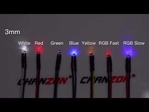 20Pcs 3mm LED Diode 12V White Red Green Blue Yellow RGB Fast Slow
