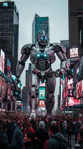 Giant robot walking through Times Square 🤖