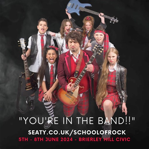 **Win Tickets To The School Of Rock!** *Important please read all text below. The SCHOOL OF ROCK is headed to Brierley Civic this 5th-8th June!! Wanna see it? Good news ... Quarry Bank Musical Theatre Society are giving away 4 tickets to see this local musical premiere! All you have to do is comment with your favourite Rock Band, tag who you'd take along with you and make sure you follow Quarry Bank Musical Theatre Society's page ....easy! The Winner will be picked at random from all qualifying 